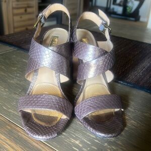 Ralph Lauren snake skin leather strappy heels